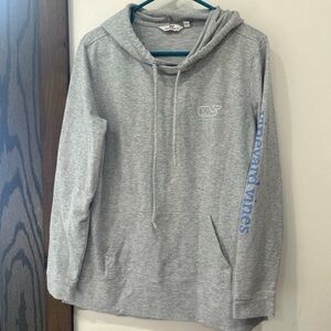 Vineyard Vines Light Gray Pullover Hoodie with Blue Sleeve Logo